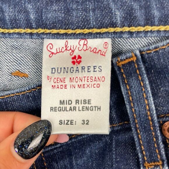 Lucky Brand Dungarees Boot Cut Mid Rise Regular Length Denim Jeans 32 (34x31) - Picture 3 of 5